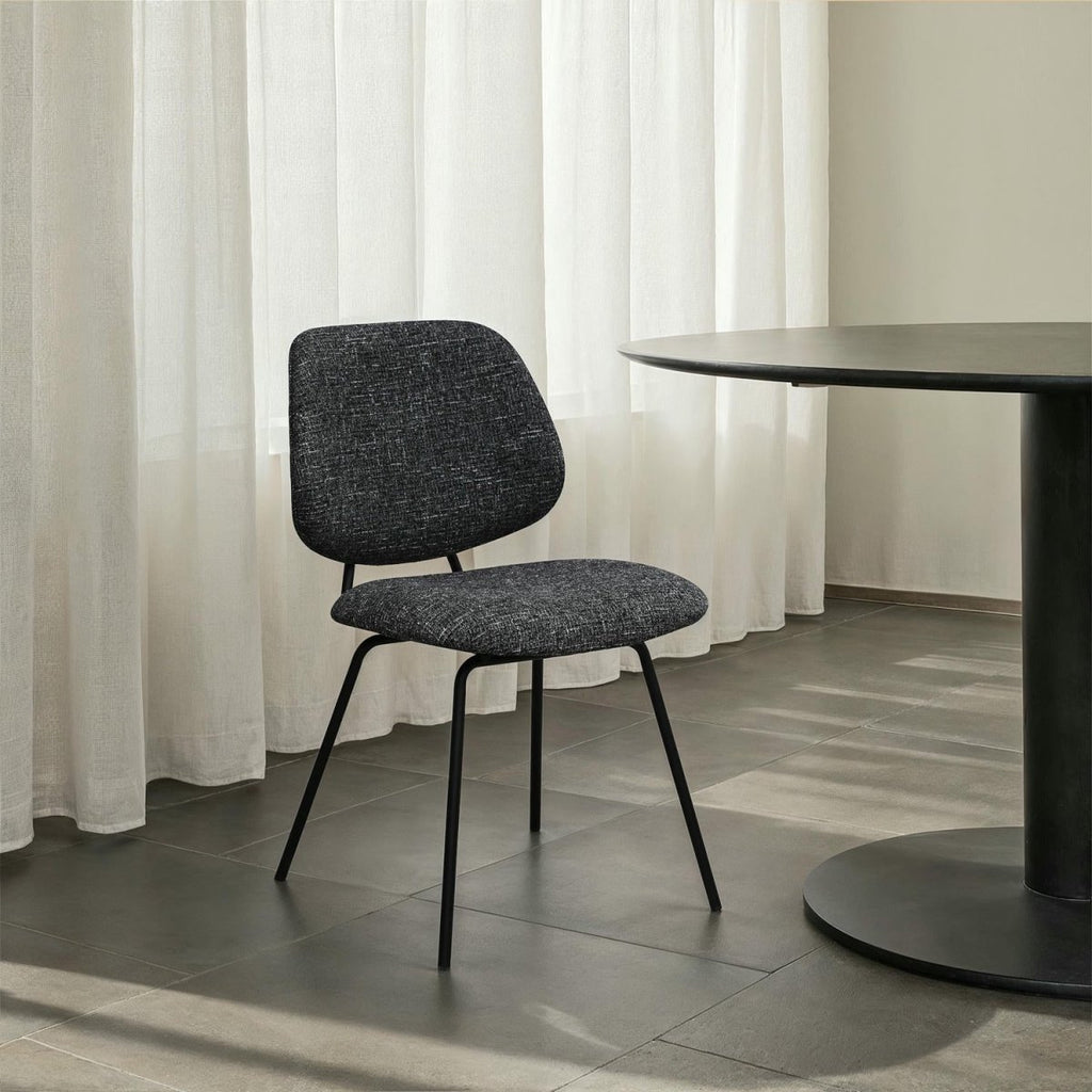 Sofia Esszimmerstühle 2er Set - Bouclé-Stoff Schwarz - FURNHOUSE