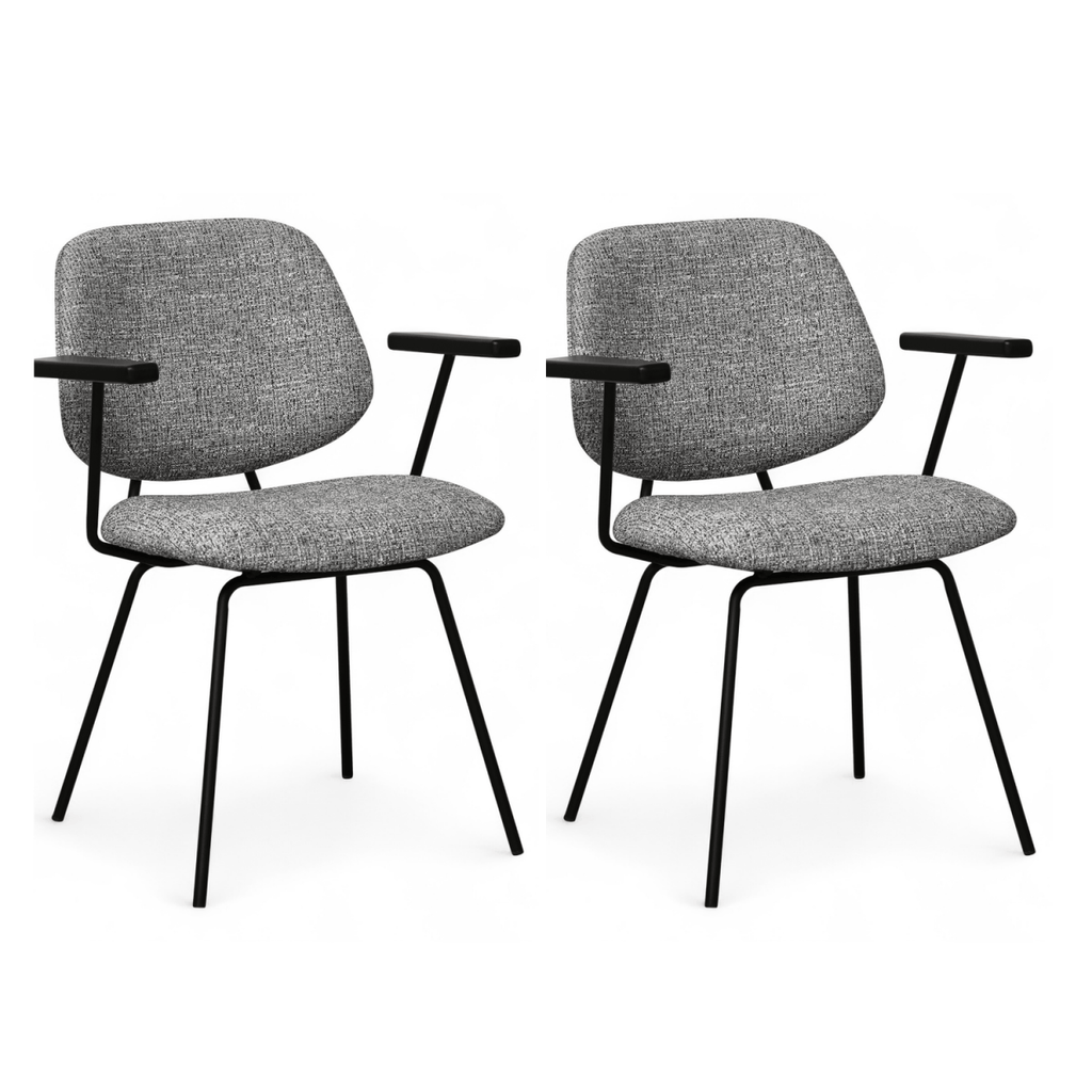 Sofia Esszimmerstühle mit Armlehne 2er Set - Bouclé-Stoff Grau - FURNHOUSE