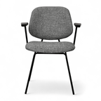 Sofia Esszimmerstühle mit Armlehne 2er Set - Bouclé-Stoff Grau - FURNHOUSE