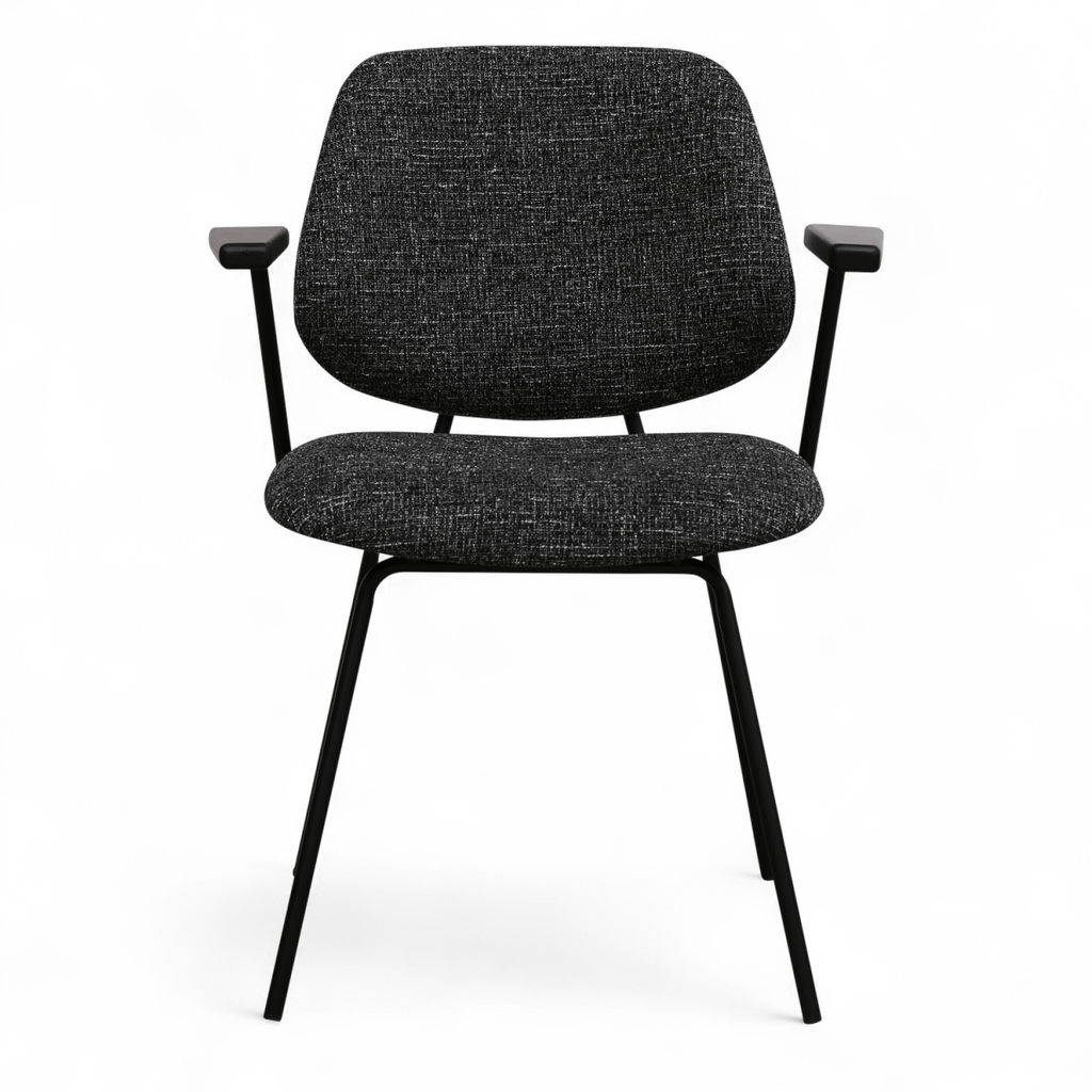 Sofia Esszimmerstühle mit Armlehne 2er Set - Bouclé-Stoff Schwarz - FURNHOUSE