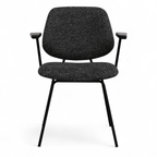 Sofia Esszimmerstühle mit Armlehne 2er Set - Bouclé-Stoff Schwarz - FURNHOUSE