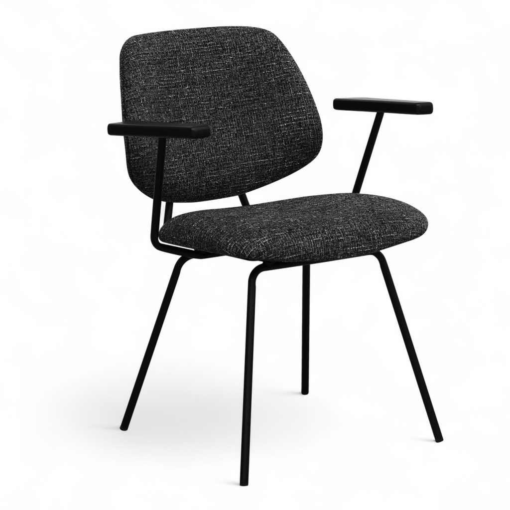 Sofia Esszimmerstühle mit Armlehne 2er Set - Bouclé-Stoff Schwarz - FURNHOUSE