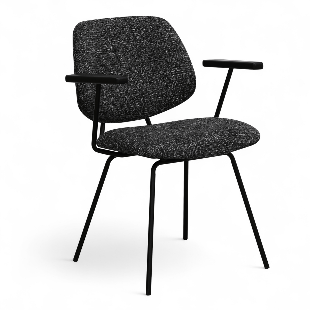 Sofia Esszimmerstühle mit Armlehne 2er Set - Bouclé-Stoff Schwarz - FURNHOUSE