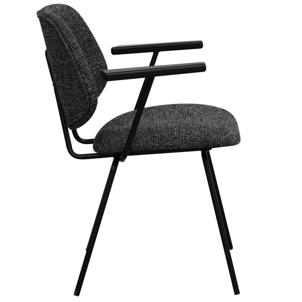 Sofia Esszimmerstühle mit Armlehne 2er Set - Bouclé-Stoff Schwarz - FURNHOUSE