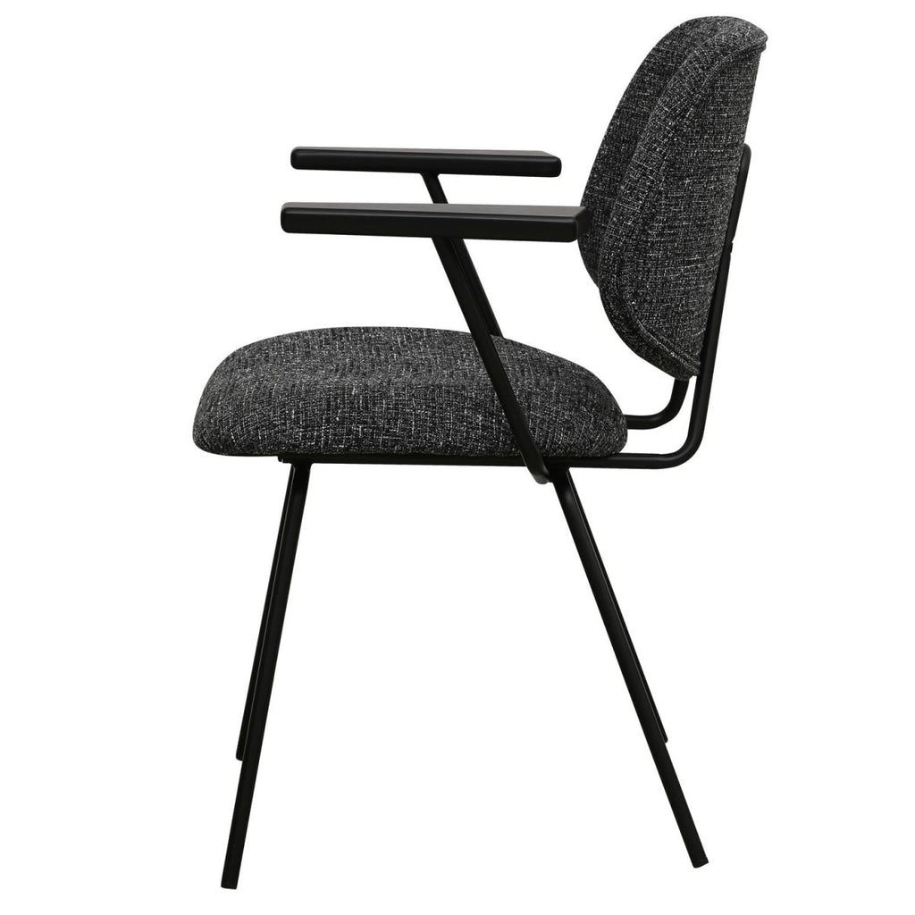 Sofia Esszimmerstühle mit Armlehne 2er Set - Bouclé-Stoff Schwarz - FURNHOUSE