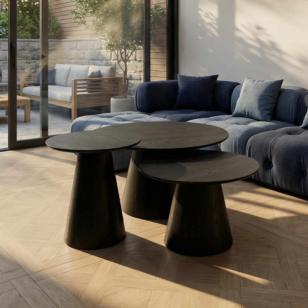 Couchtisch Rund ø45 cm - Eiche Schwarz - FURNHOUSE