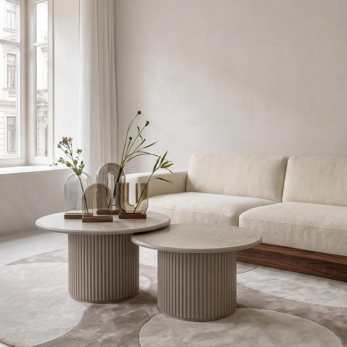 Couchtisch Rund Easy Marmoroptik Grau ø60 cm