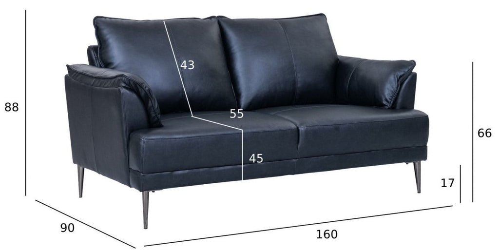 Soul 2-Sitzer Ledersofa - Echtleder Schwarz - FURNHOUSE