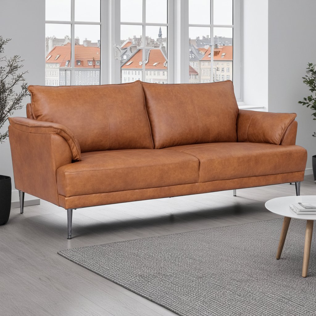 Soul 3-Sitzer Ledersofa - Echtleder Cognac Braun - FURNHOUSE