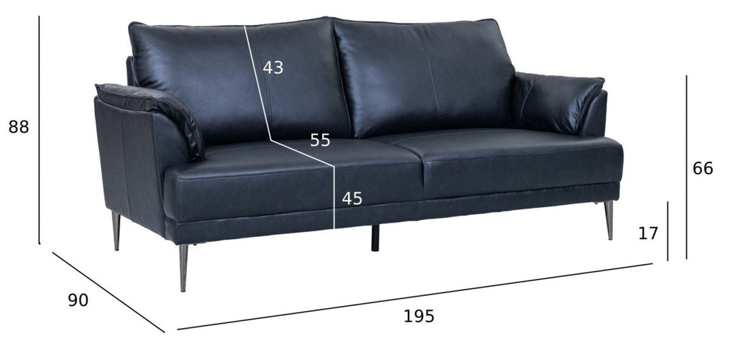 Soul 3-Sitzer Ledersofa - Echtleder Schwarz - FURNHOUSE