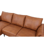 Soul L-Form Ledersofa mit Ottomane Links - Echtleder Cognac Braun - FURNHOUSE