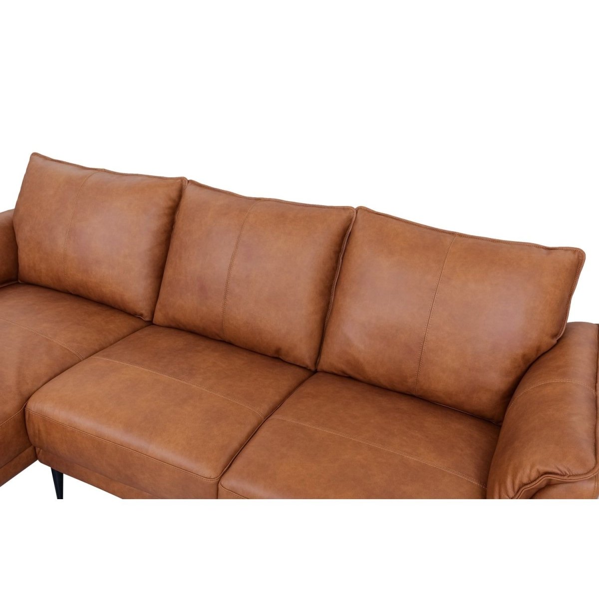 Soul L-Form Ledersofa mit Ottomane Links - Echtleder Cognac Braun - FURNHOUSE