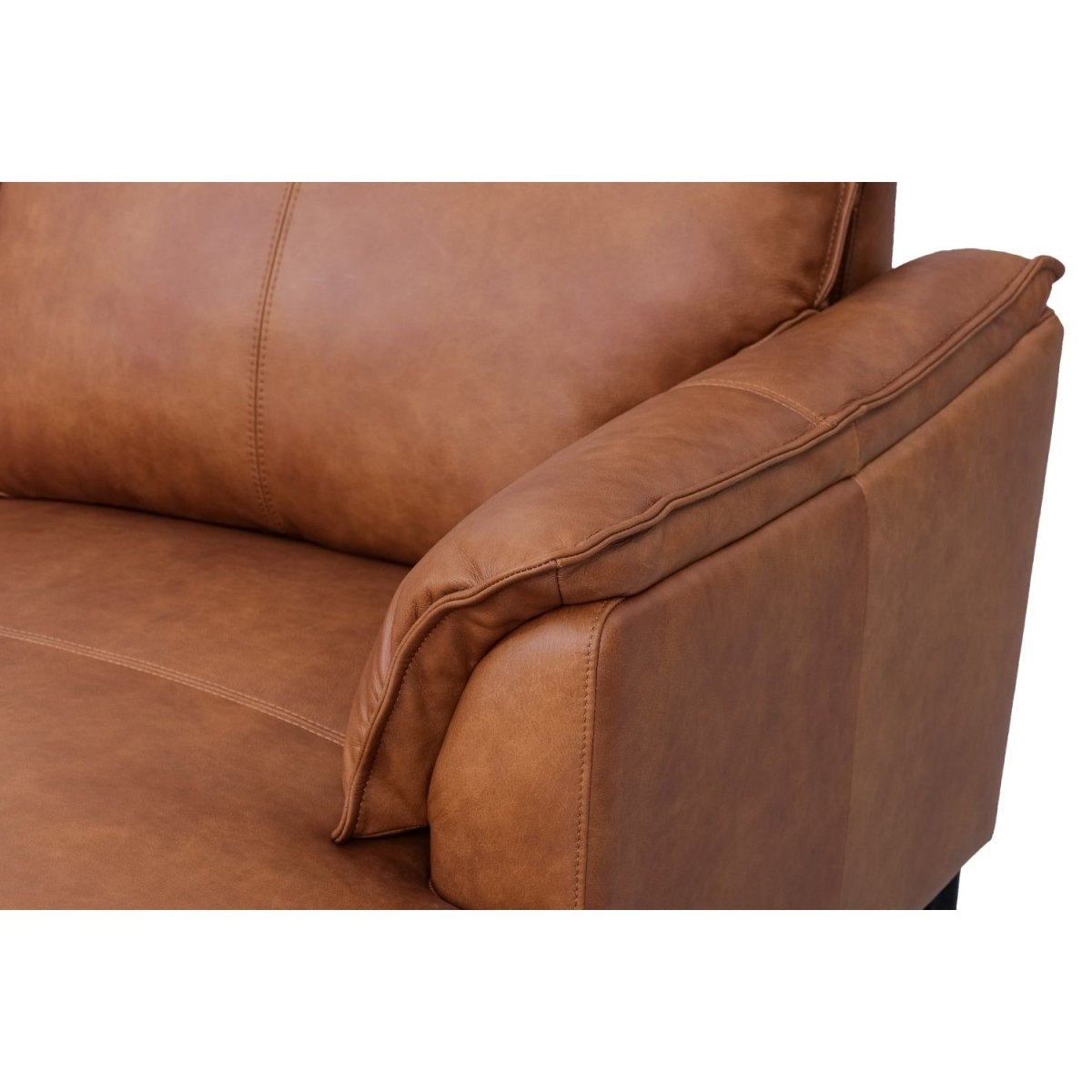 Soul L-Form Ledersofa mit Ottomane Links - Echtleder Cognac Braun - FURNHOUSE