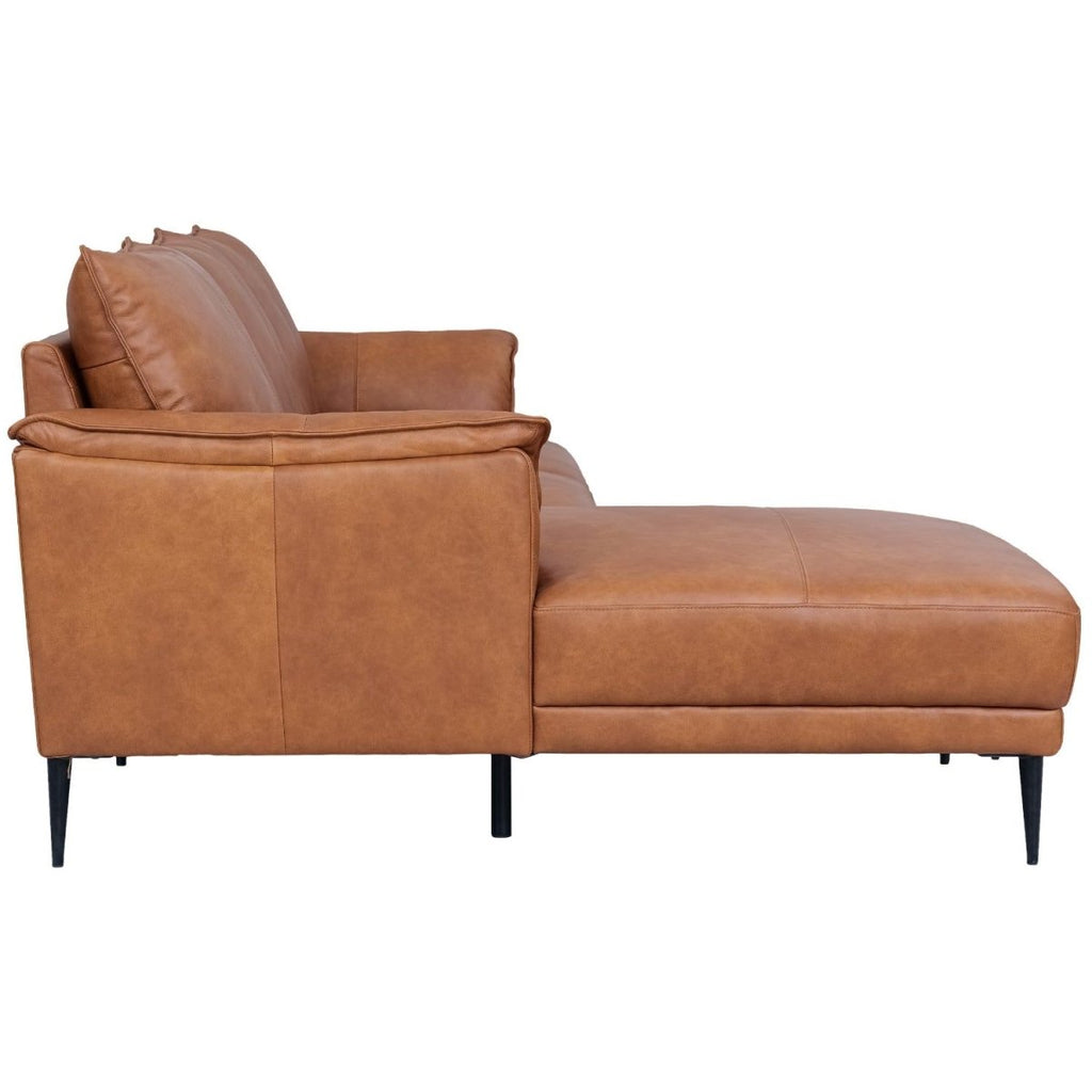 Soul L-Form Ledersofa mit Ottomane Links - Echtleder Cognac Braun - FURNHOUSE