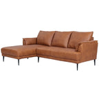 Soul L-Form Ledersofa mit Ottomane Links - Echtleder Cognac Braun - FURNHOUSE