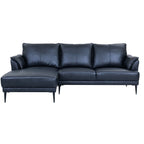Soul L-Form Ledersofa mit Ottomane Links - Echtleder Schwarz - FURNHOUSE
