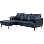 Soul L-Form Ledersofa mit Ottomane Links - Echtleder Schwarz - FURNHOUSE