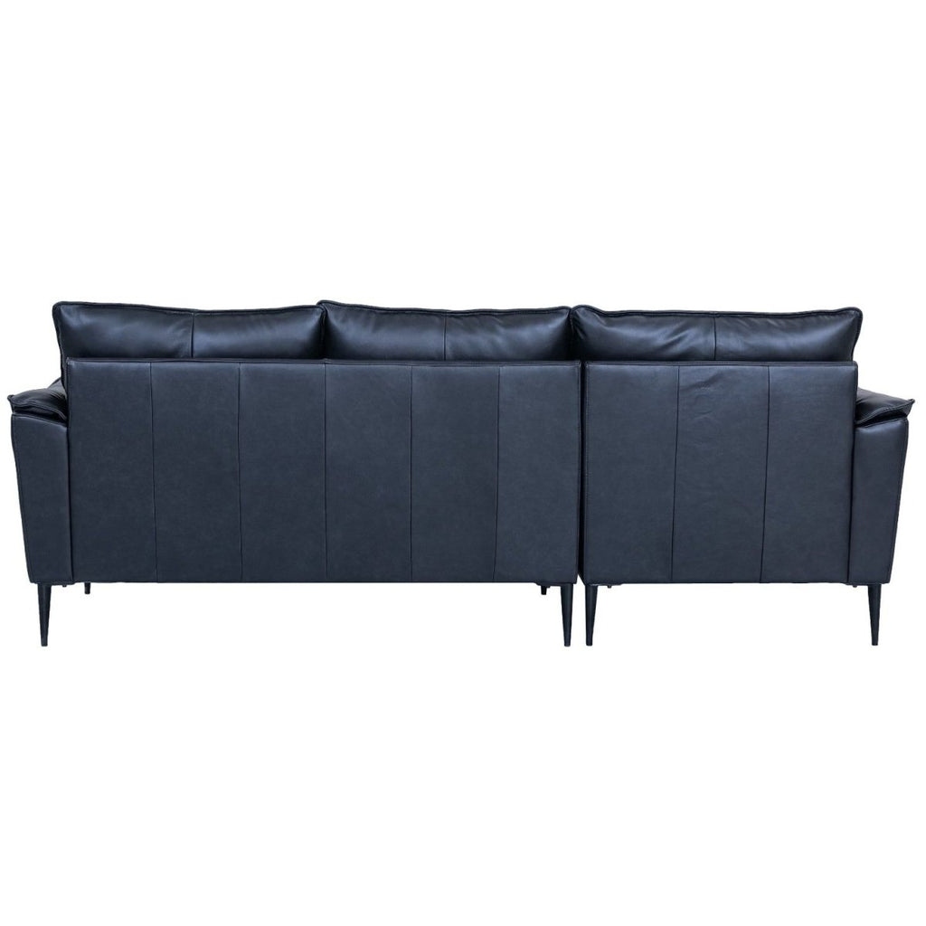 Soul L-Form Ledersofa mit Ottomane Links - Echtleder Schwarz - FURNHOUSE