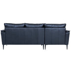 Soul L-Form Ledersofa mit Ottomane Links - Echtleder Schwarz - FURNHOUSE