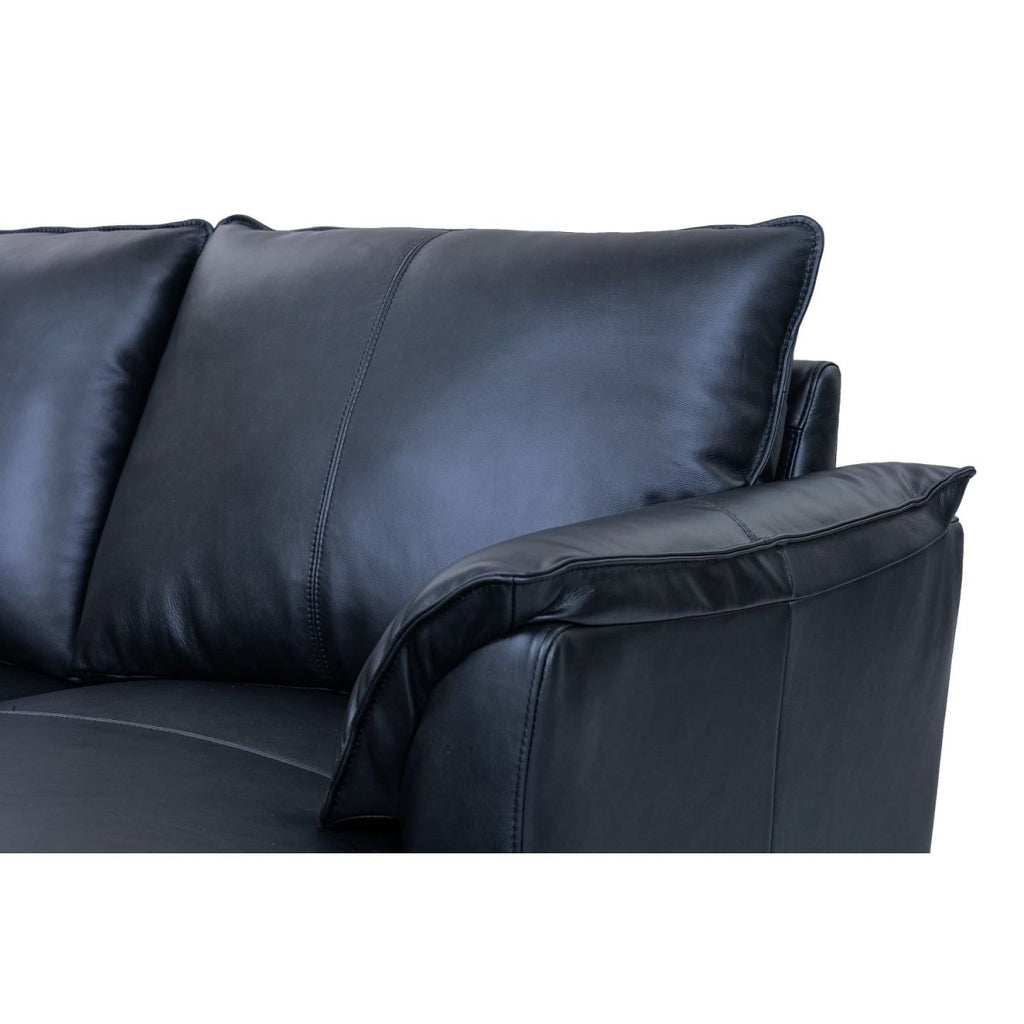 Soul L-Form Ledersofa mit Ottomane Links - Echtleder Schwarz - FURNHOUSE