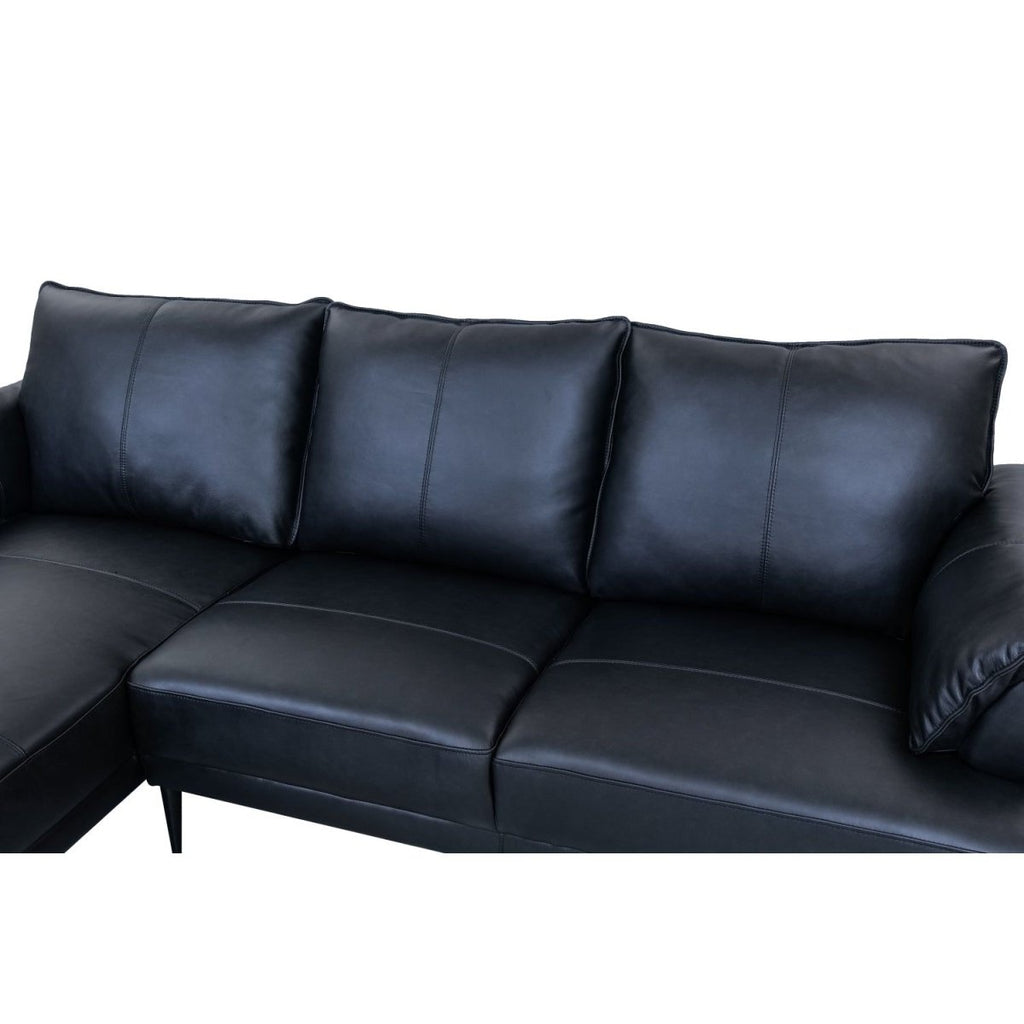 Soul L-Form Ledersofa mit Ottomane Links - Echtleder Schwarz - FURNHOUSE