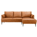Soul L-Form Ledersofa mit Ottomane Rechts - Echtleder Cognac Braun - FURNHOUSE