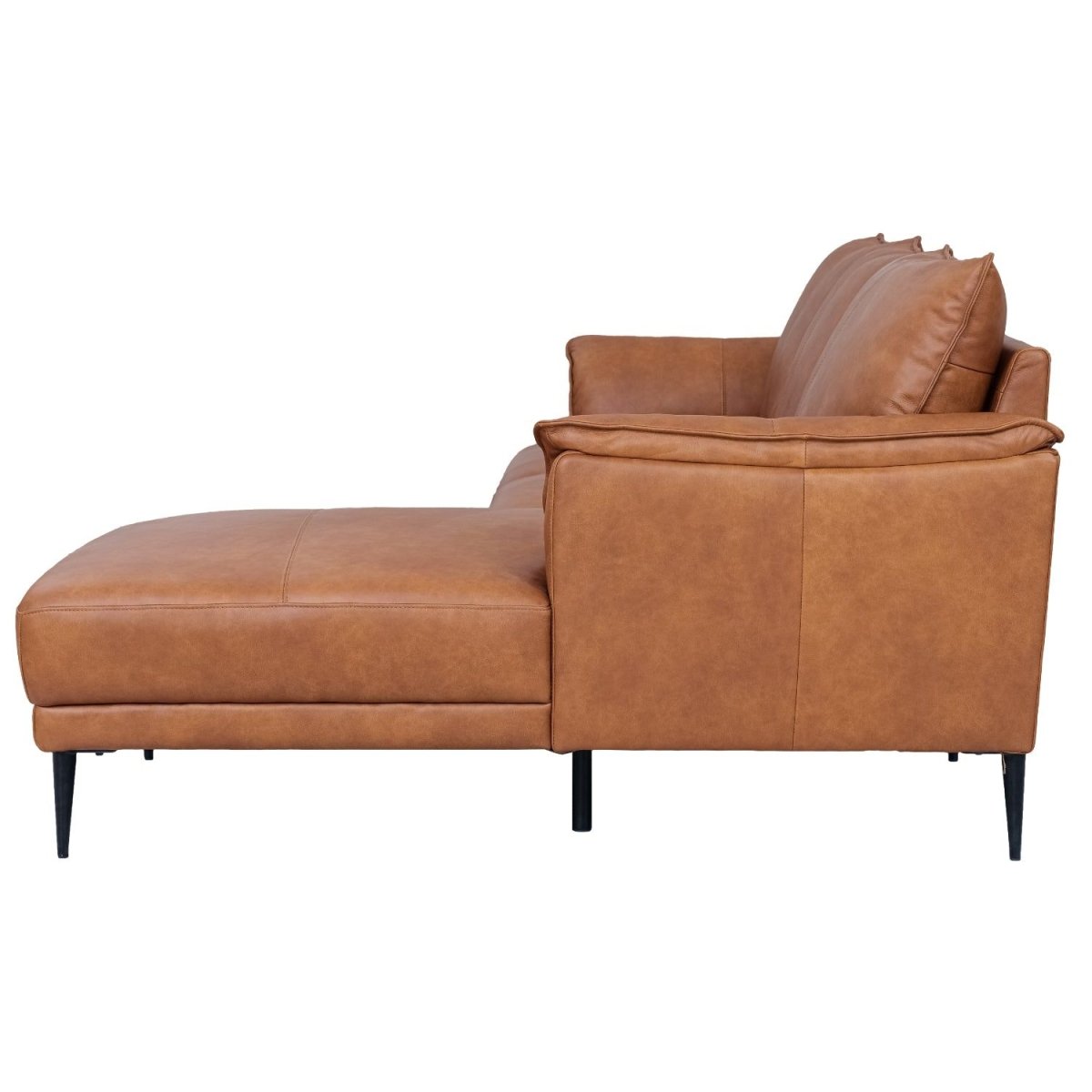 Soul L-Form Ledersofa mit Ottomane Rechts - Echtleder Cognac Braun - FURNHOUSE