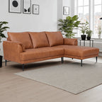 Soul L-Form Ledersofa mit Ottomane Rechts - Echtleder Cognac Braun - FURNHOUSE