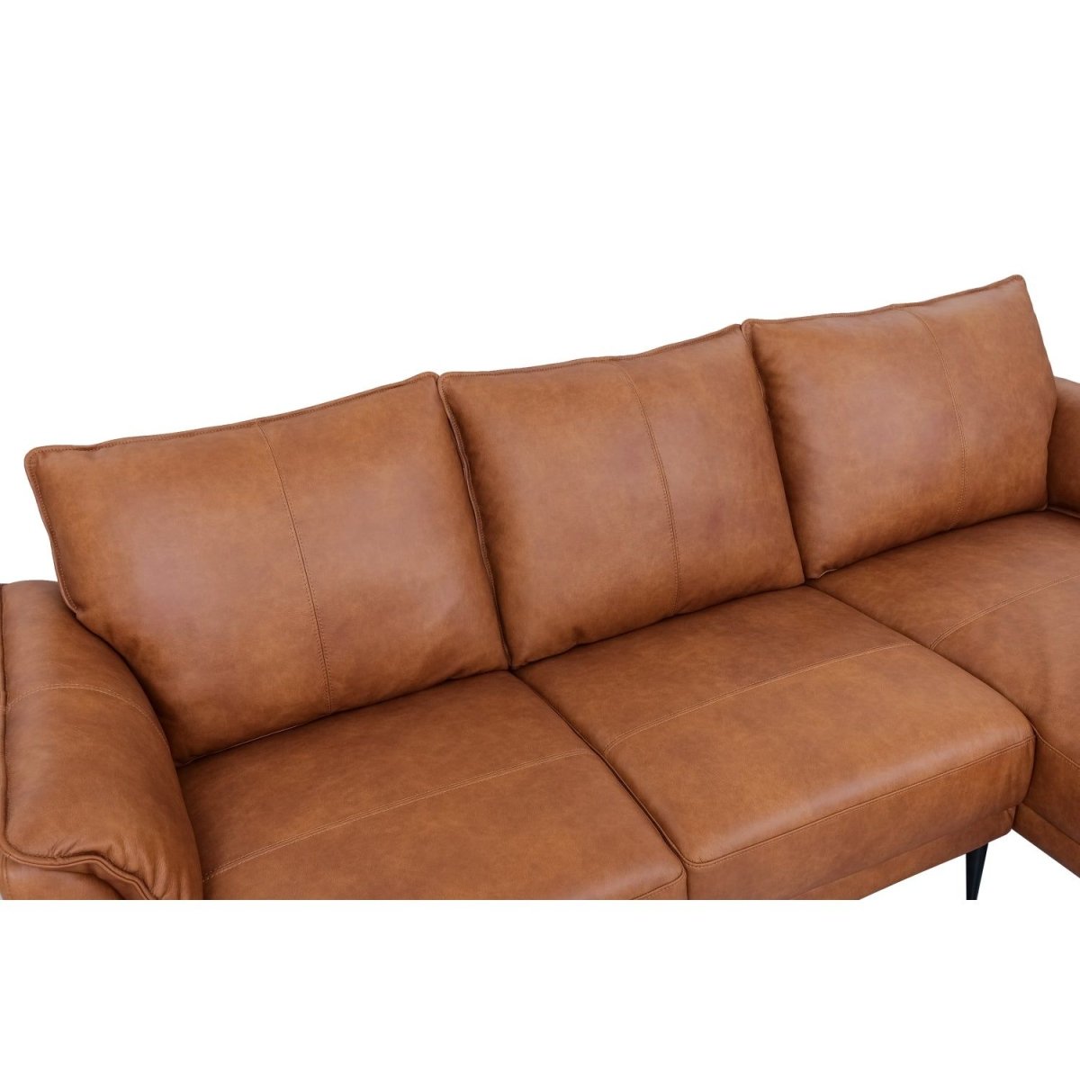 Soul L-Form Ledersofa mit Ottomane Rechts - Echtleder Cognac Braun - FURNHOUSE