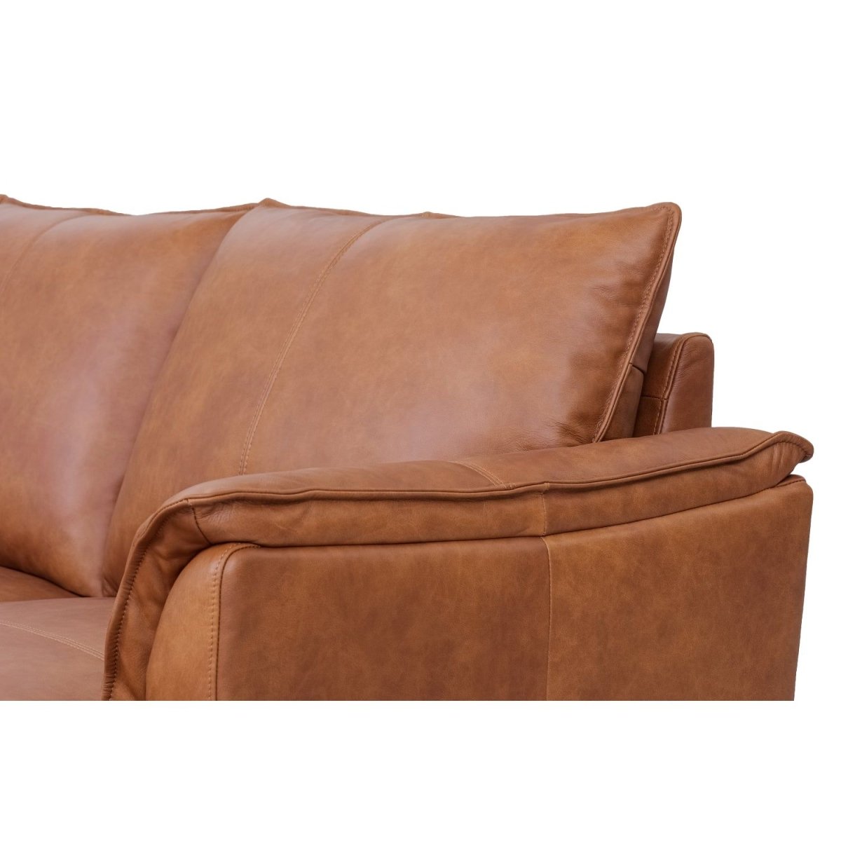 Soul L-Form Ledersofa mit Ottomane Rechts - Echtleder Cognac Braun - FURNHOUSE
