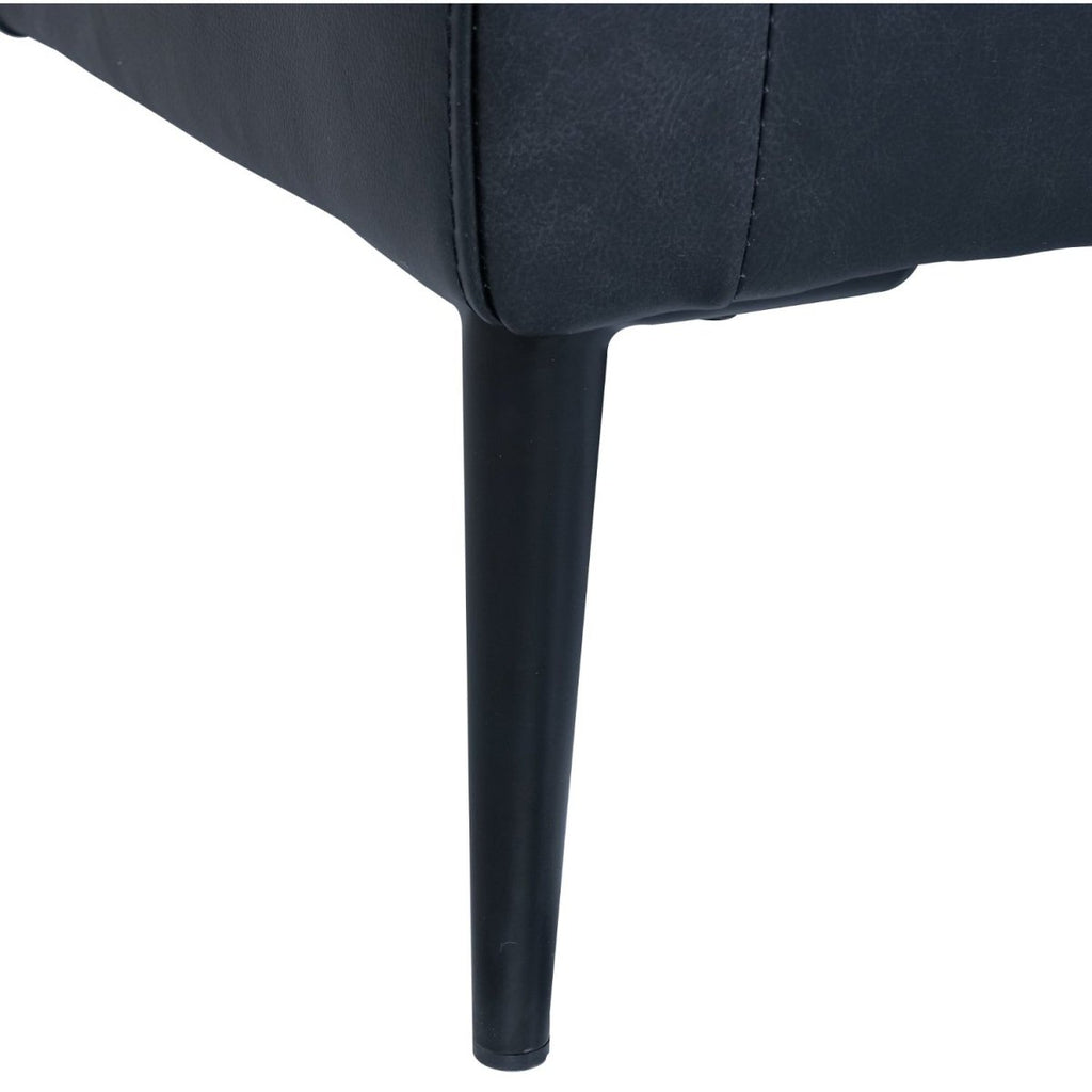 Soul L-Form Ledersofa mit Ottomane Rechts - Echtleder Schwarz - FURNHOUSE