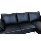 Soul L-Form Ledersofa mit Ottomane Rechts - Echtleder Schwarz - FURNHOUSE