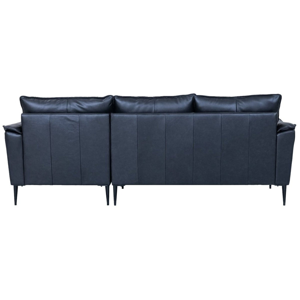 Soul L-Form Ledersofa mit Ottomane Rechts - Echtleder Schwarz - FURNHOUSE