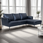Soul L-Form Ledersofa mit Ottomane Rechts - Echtleder Schwarz - FURNHOUSE