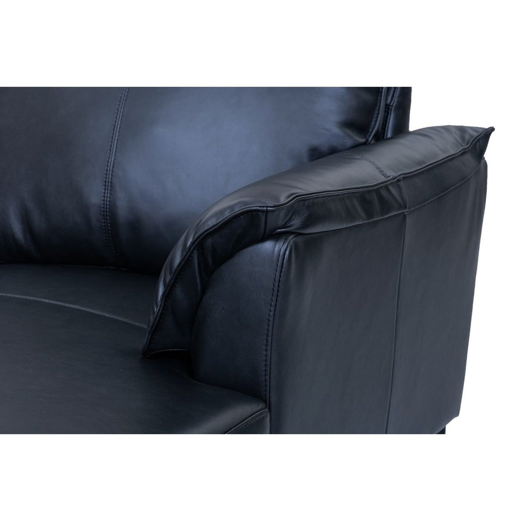 Soul L-Form Ledersofa mit Ottomane Rechts - Echtleder Schwarz - FURNHOUSE