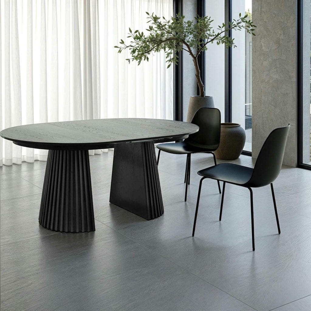 Svendborg Runder Esstisch ø120 cm – Ausziehbar bis 220 cm - Eiche Schwarz - FURNHOUSE