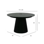 Svendborg Runder Esstisch ø120 cm – Ausziehbar bis 220 cm - Eiche Schwarz - FURNHOUSE