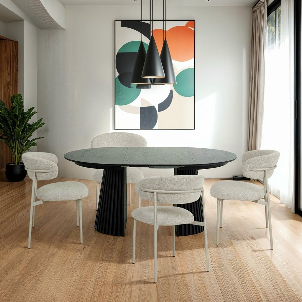 Svendborg Runder Esstisch ø140 cm – Ausziehbar bis 240 cm - Eiche Schwarz - FURNHOUSE