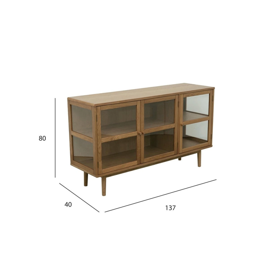 Svendborg Sideboard mit 3 Glastüren - 137 cm breit - Wildeiche Natur - FURNHOUSE
