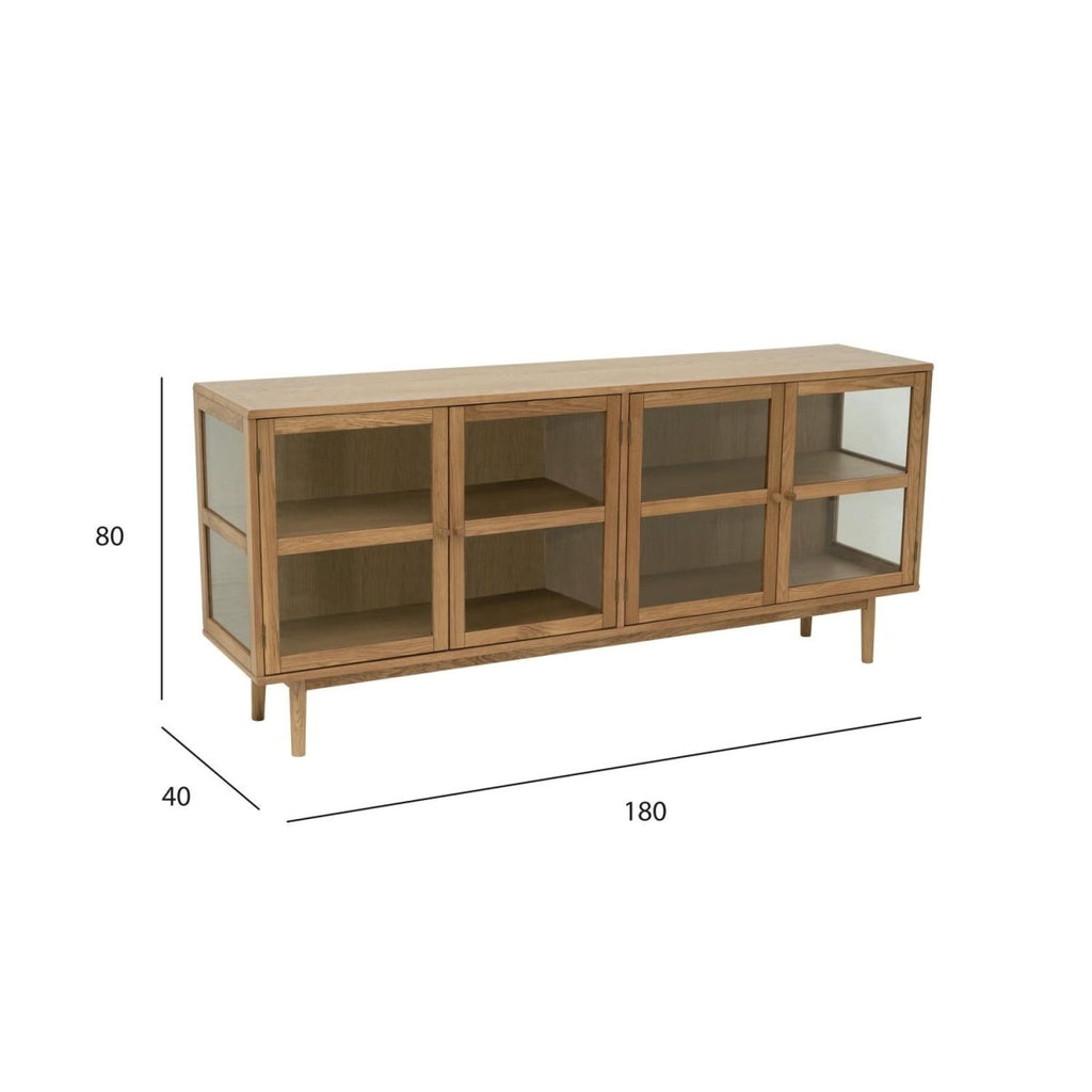 Svendborg Sideboard mit 4 Glastüren - 180 cm breit - Wildeiche Natur - FURNHOUSE
