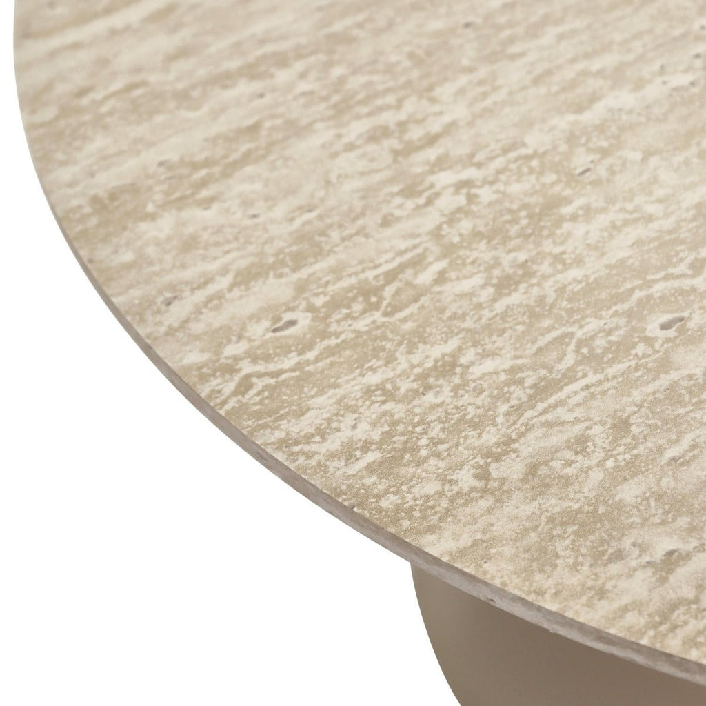 Tango Couchtisch Rund ø45 cm - Travertine-Optik Beige - FURNHOUSE