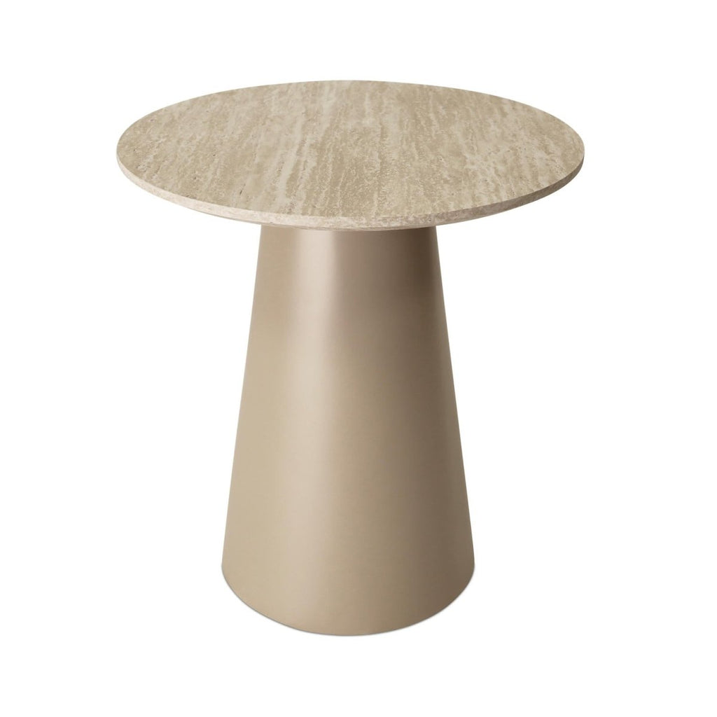Tango Couchtisch Rund ø45 cm - Travertine-Optik Beige - FURNHOUSE