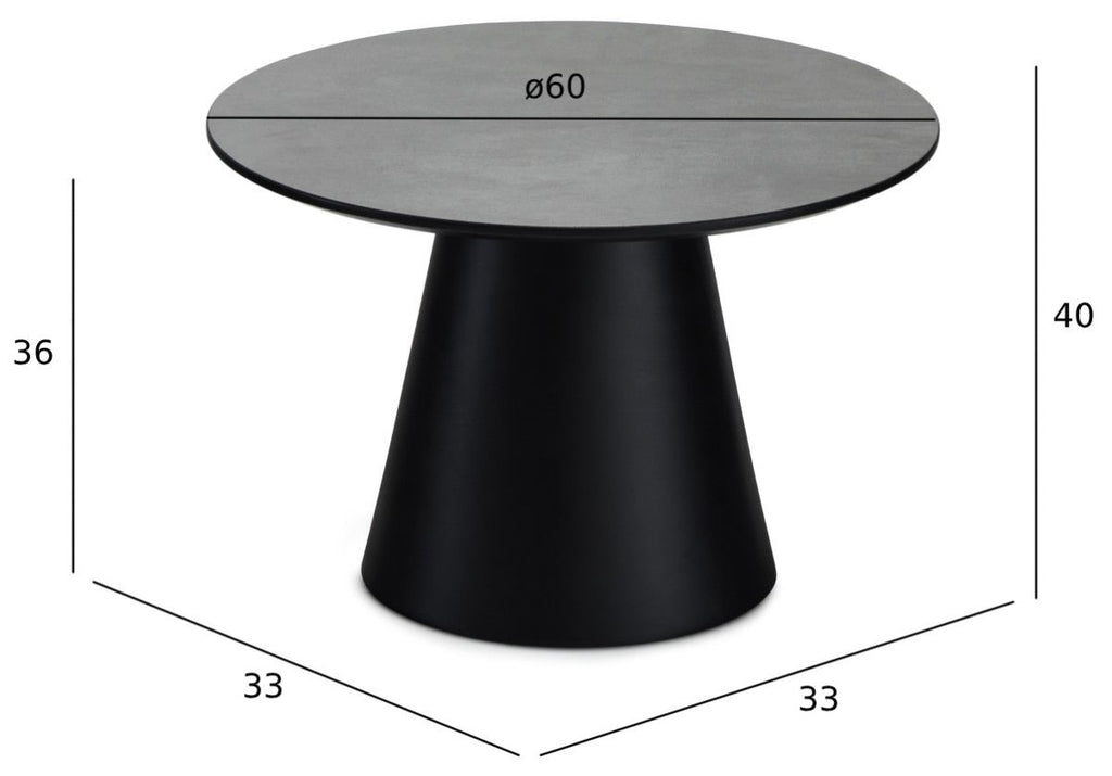 Tango Couchtisch Rund ø60 cm - Marmoroptik Dunkelgrau - FURNHOUSE