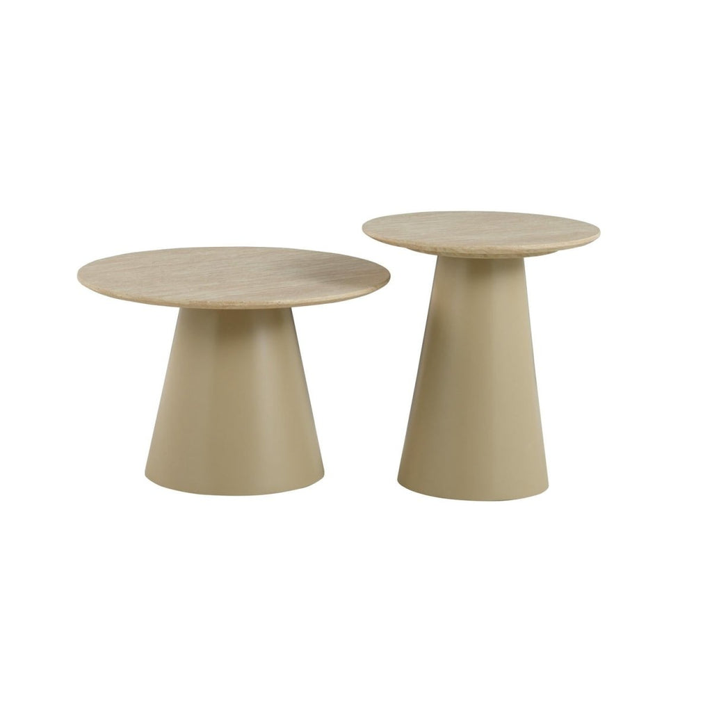 Tango Couchtisch Rund ø60 cm - Travertine-Optik Beige - FURNHOUSE
