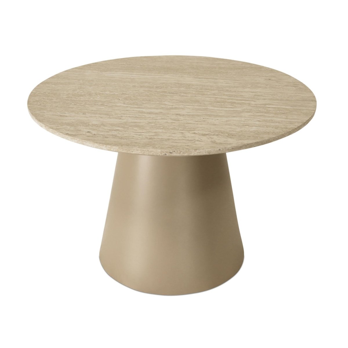 Beistelltisch Tango ø60 cm - Travertinoptik Beige - Säulenfuß - Rund - Wohnzimmertisch
