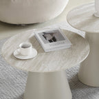 Tango Couchtisch Rund ø60 cm - Travertine-Optik Grau - FURNHOUSE