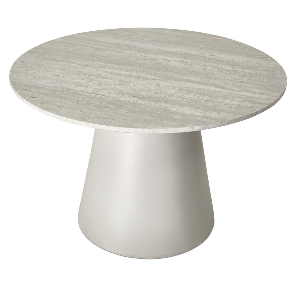 Tango Couchtisch Rund ø60 cm - Travertine-Optik Grau - FURNHOUSE