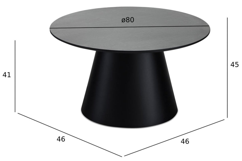 Tango Couchtisch Rund ø80 cm - Marmoroptik Dunkelgrau - FURNHOUSE