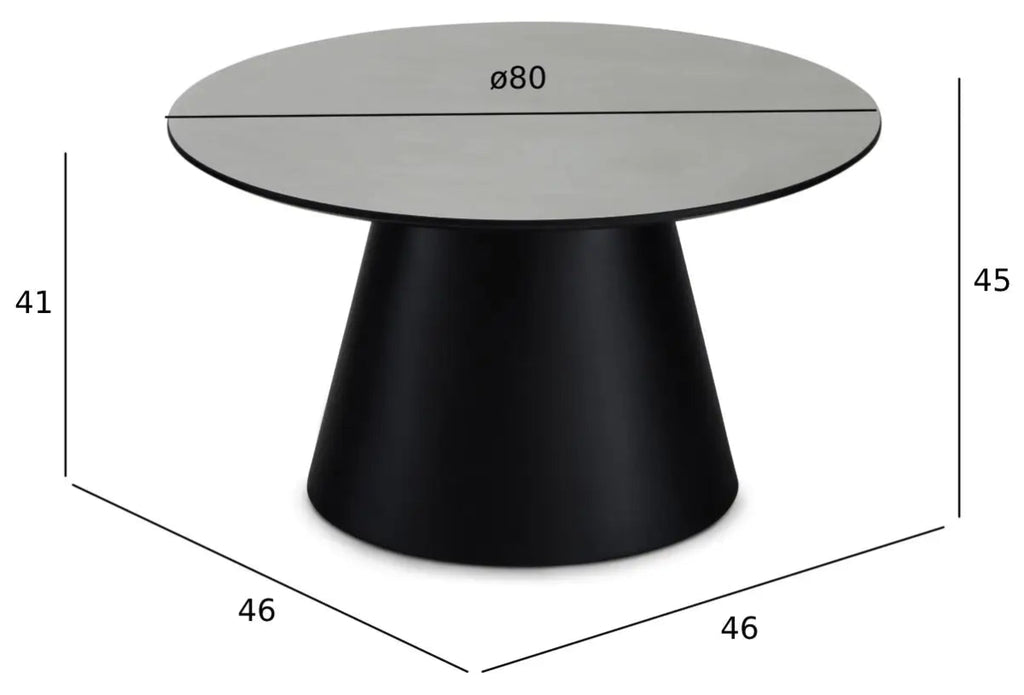 Couchtisch Rund ø80 cm - Marmoroptik Hellgrau - FURNHOUSE