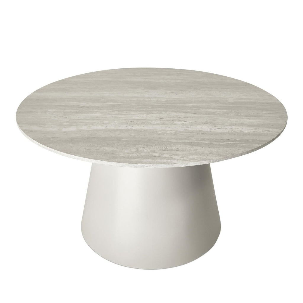 Tango Couchtisch Rund ø80 cm - Travertine-Optik Grau - FURNHOUSE